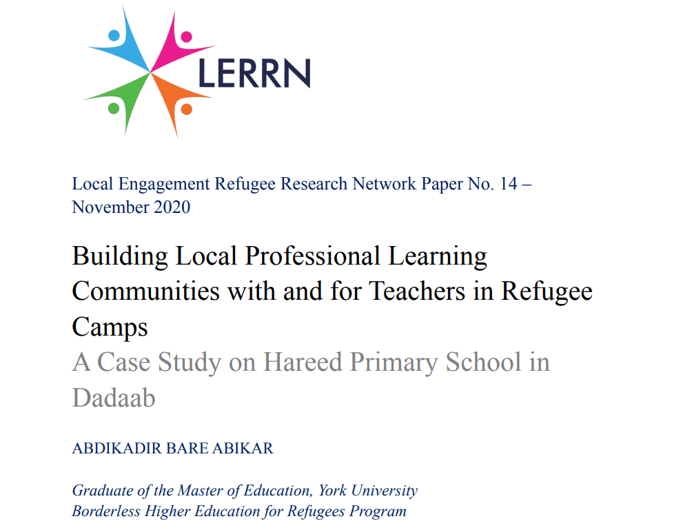 Building Local Professional Learning  Communities with and for Teachers in Refugee  Camp